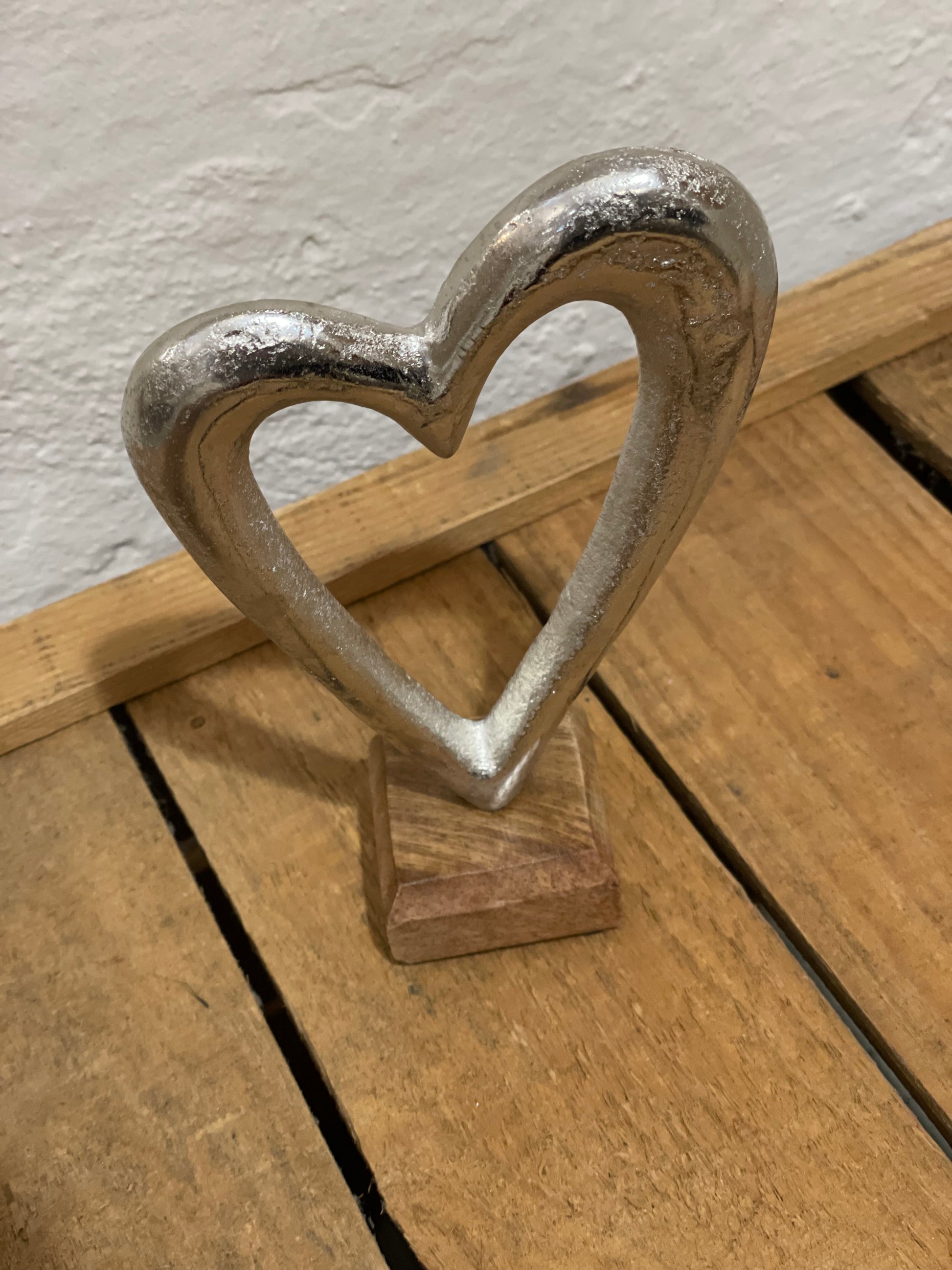 Metall-Herz Silber "one love"