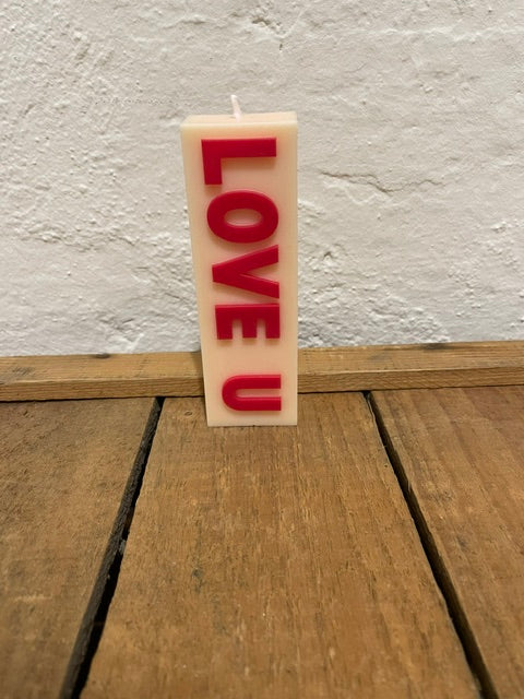 Kerze "LOVE U" cream