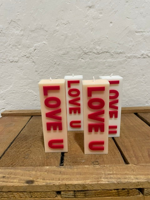Kerze "LOVE U" cream