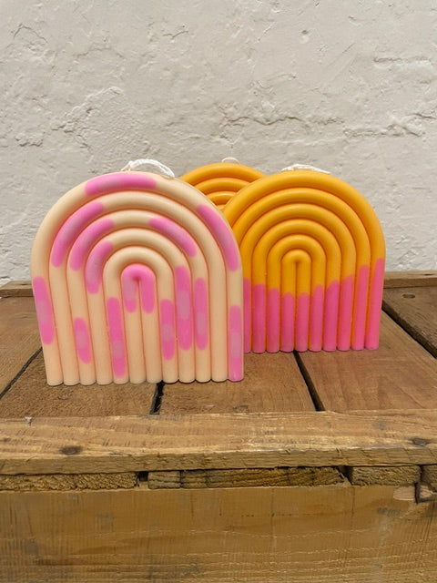 Kerze "rainbow" cream-pink