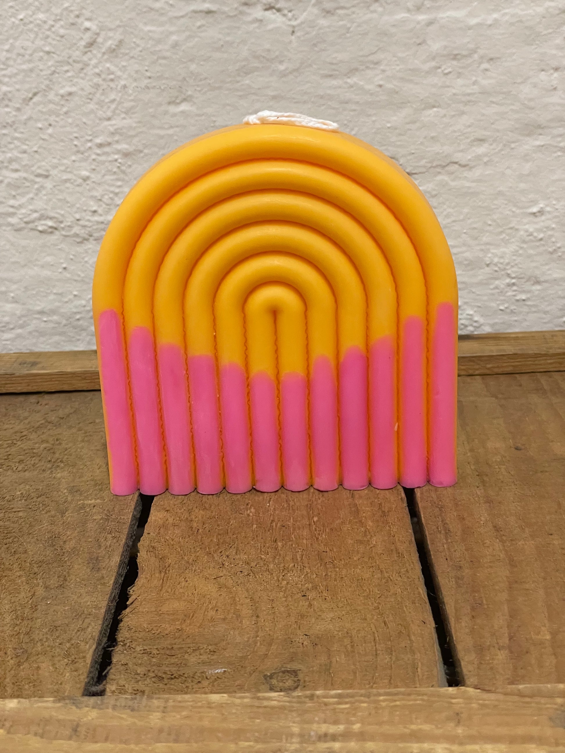 Kerze "rainbow" pink-orange