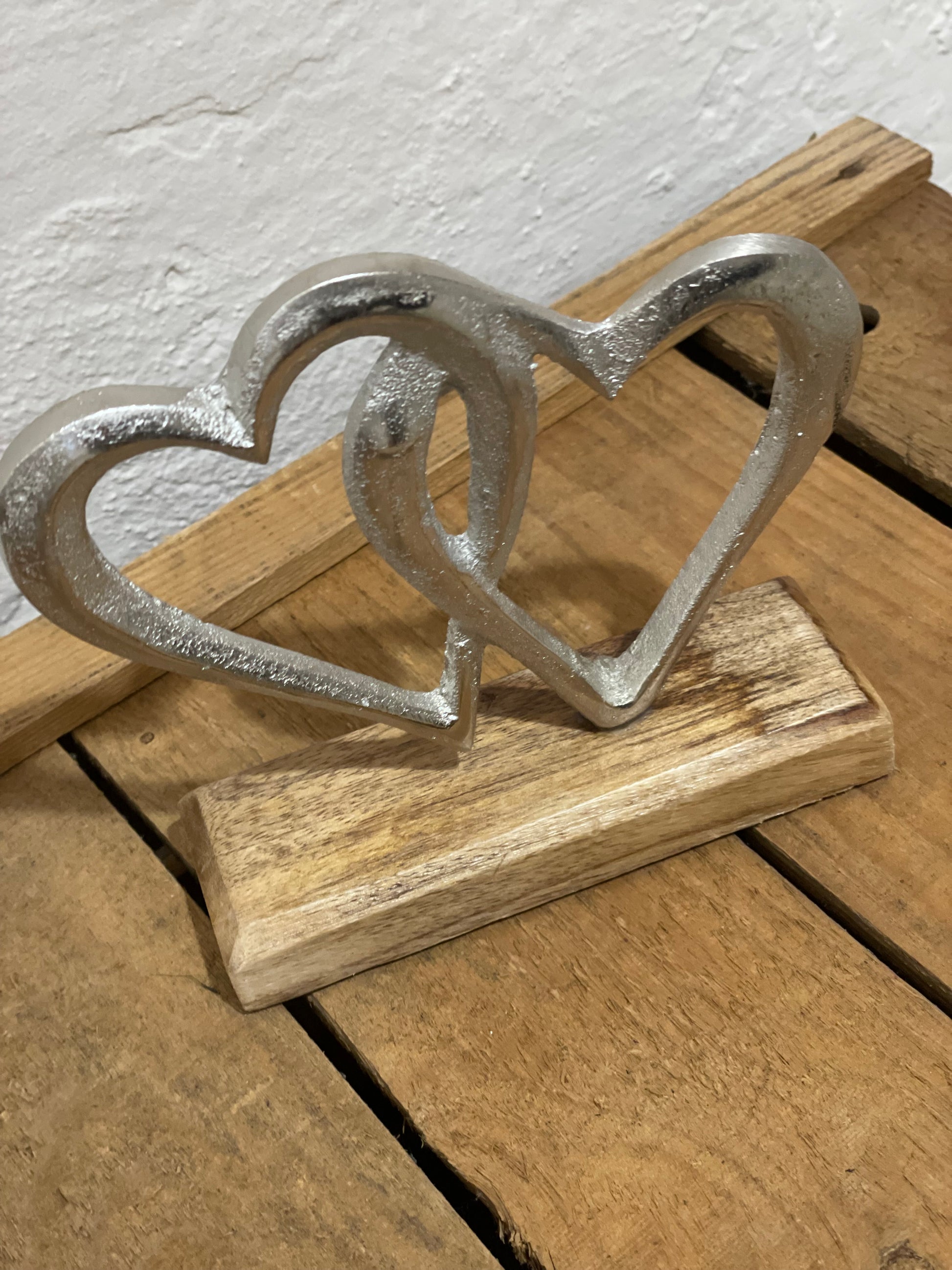 Metall-Herzen Silber "two hearts"