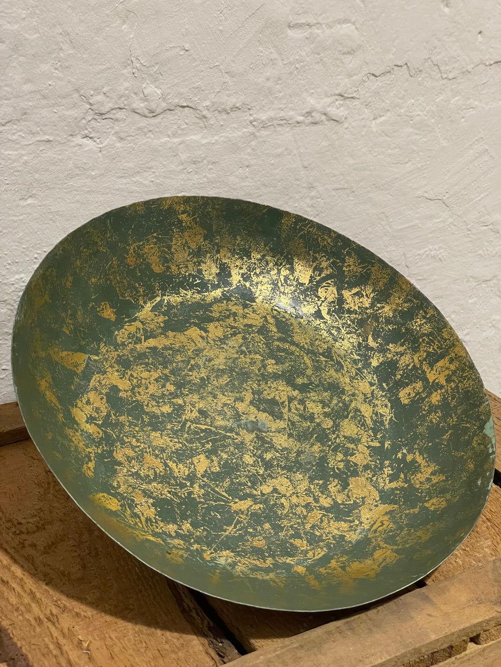 Metallteller gold-grün