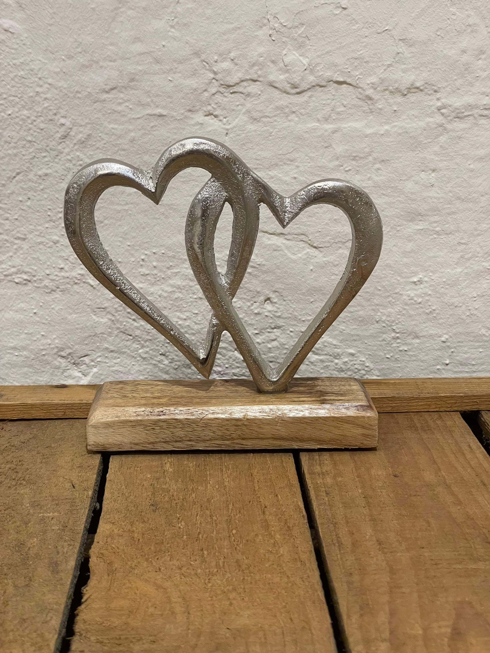 Metall-Herzen Silber "two hearts"