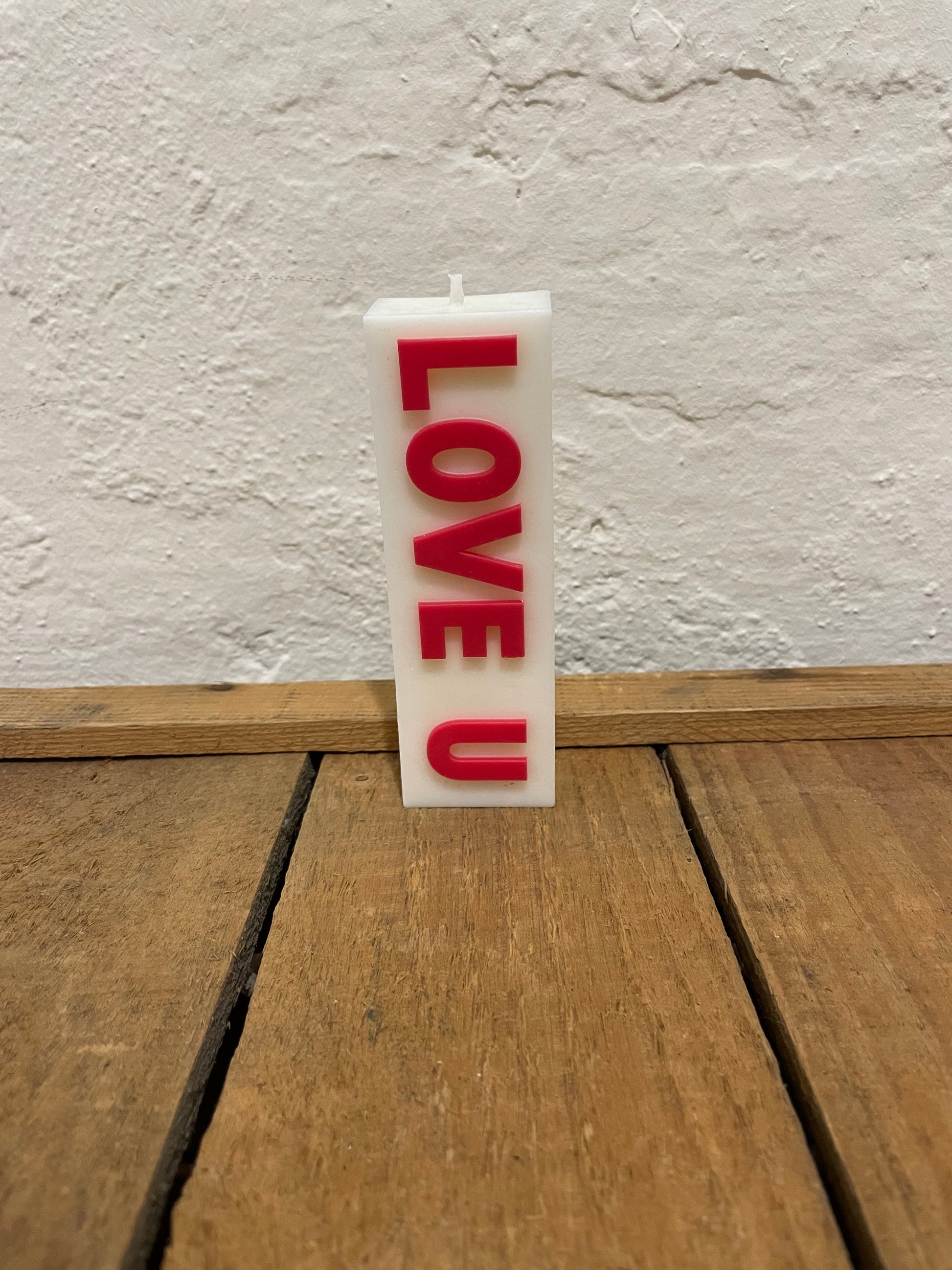 Kerze "LOVE U" weiß